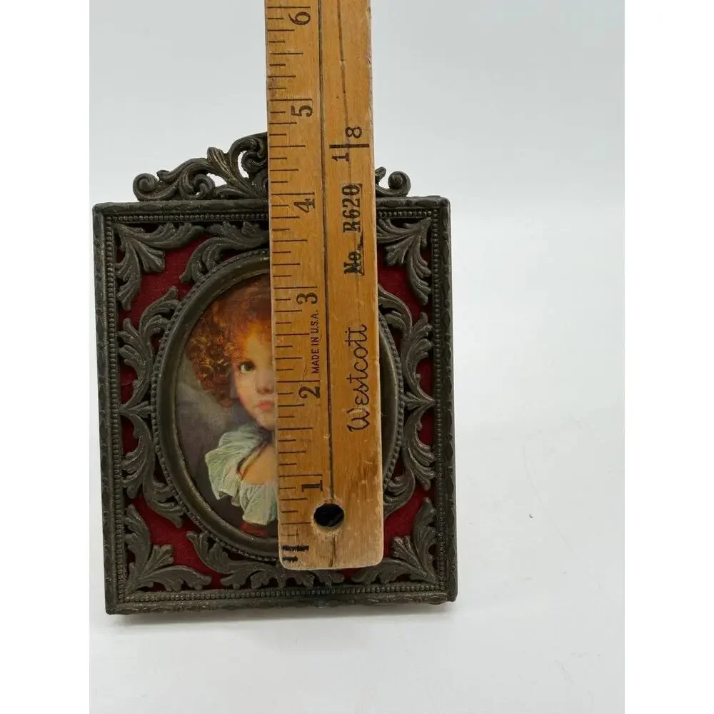 Vintage Ornate Brass Bronze Style Picture Frame Child Portrait Victorian Italy